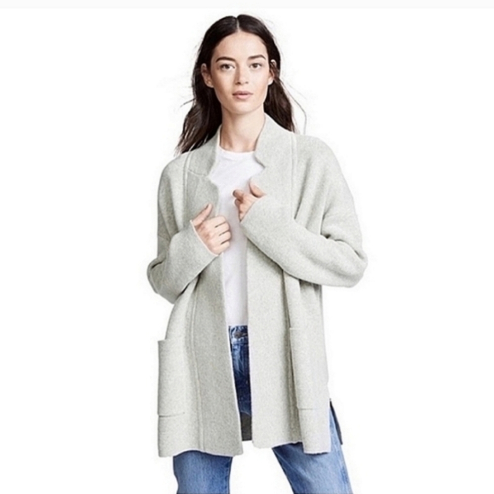 Madewell Spencer Sweater Coat Women Gray Cardigan Wool Open Front Pockets Large